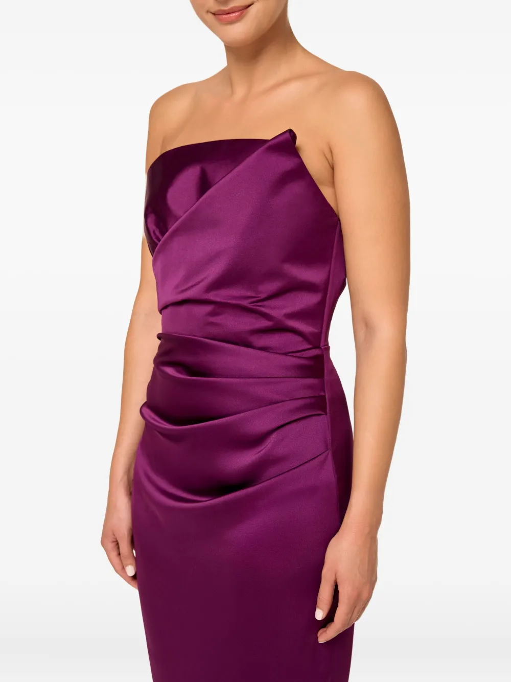 Amalin Vivienne Strapless Draped Dress In Purple