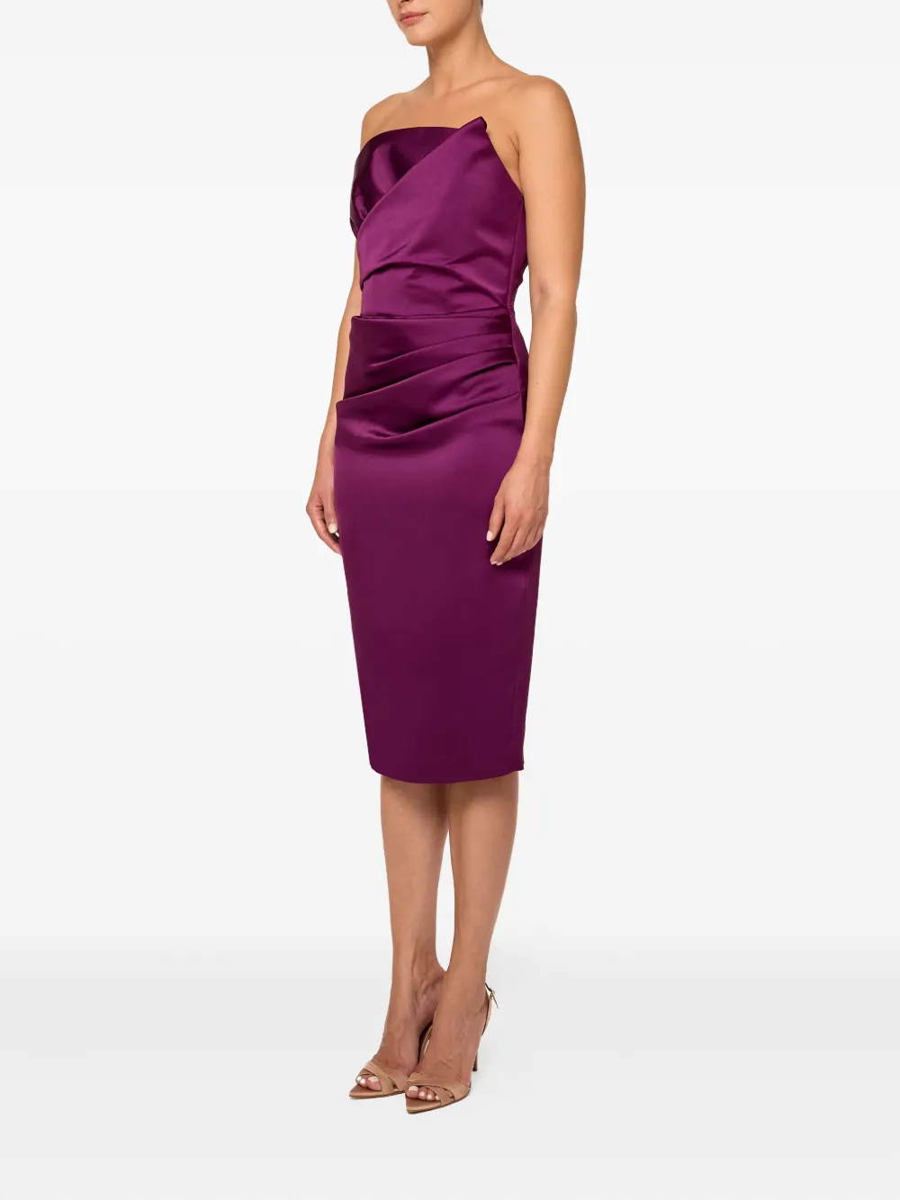Amalin Vivienne Strapless Draped Dress In Purple