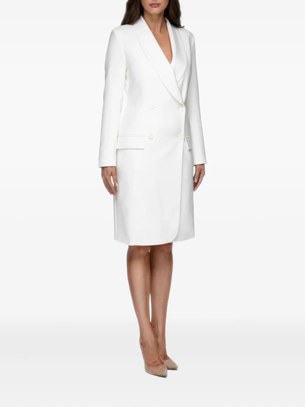 AMALIN Kathleen jurk met dubbele rij knopen Wit