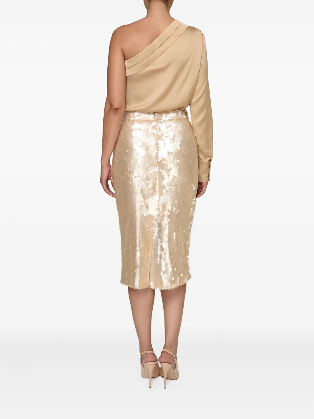 Amalin Belle Sequin-embellished Pencil Skirt In Brown