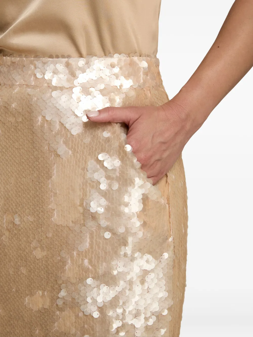 Amalin Belle Sequin-embellished Pencil Skirt In Brown