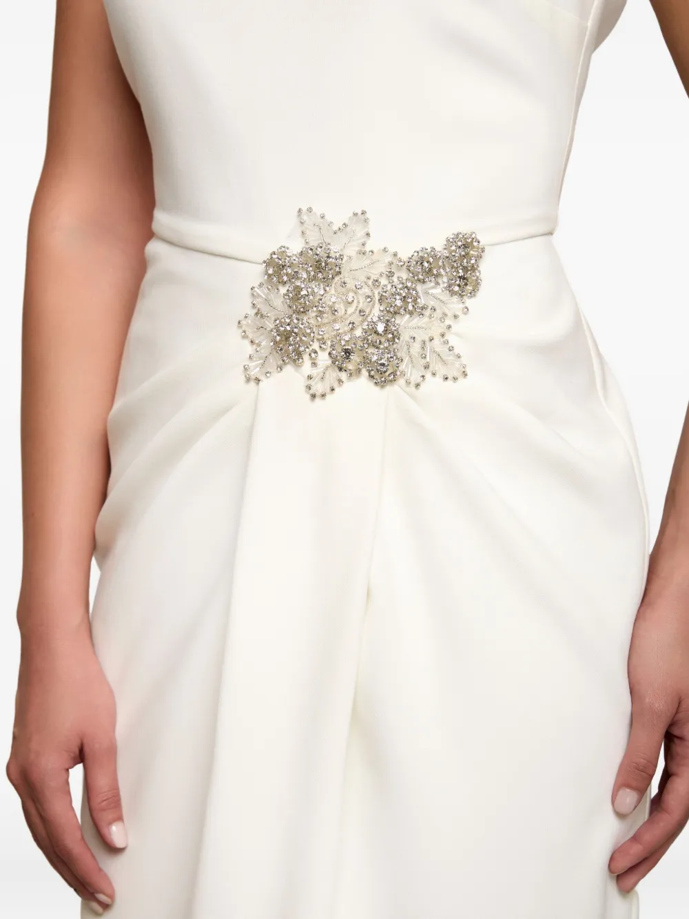 Amalin Tiffany Crystal-embellished Midi Dress In White