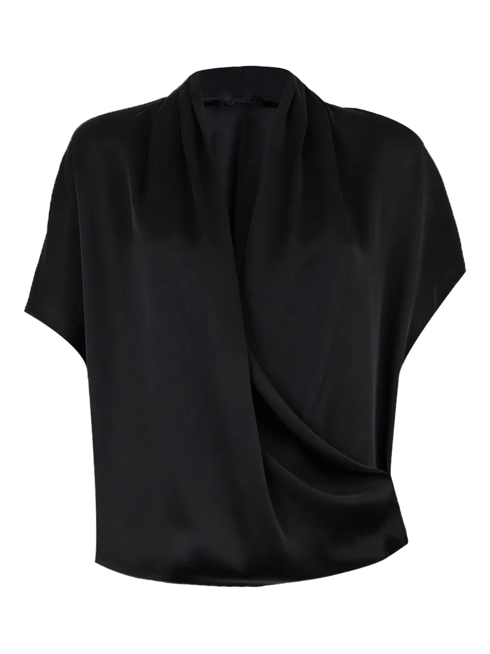 LAPOINTE blusa drapeada con cuello en V | negro | Image 1