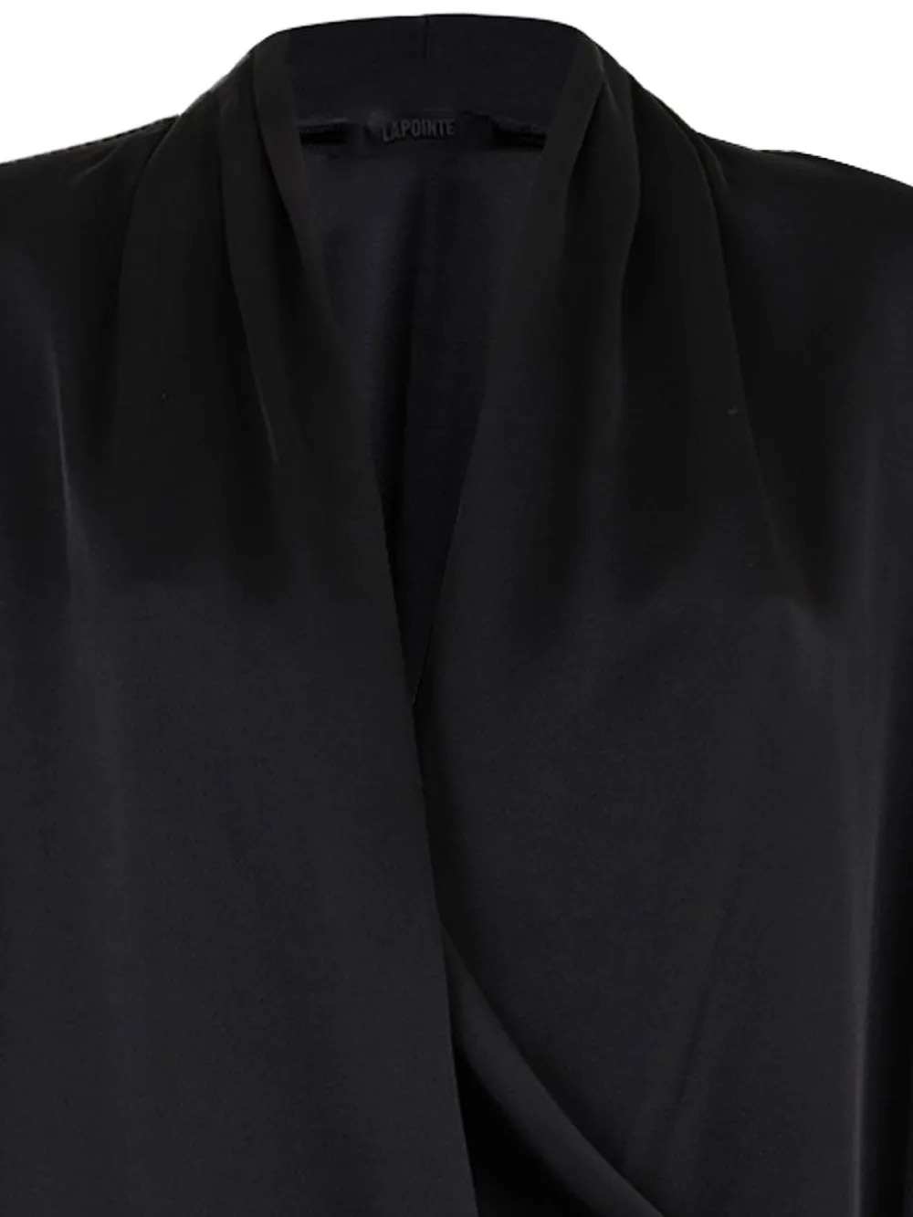 Lapointe Draped-front V-neck Blouse In Black