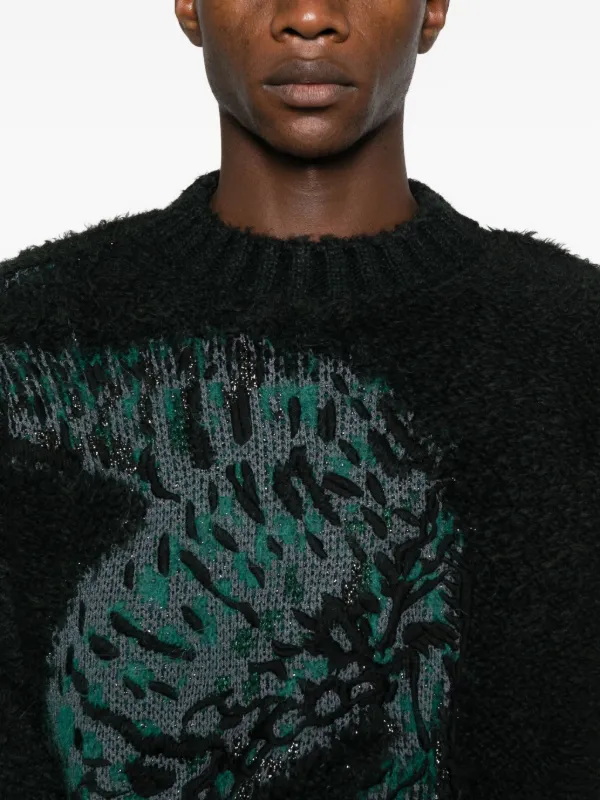 Lacoste Jacquard Sweater | Black | FARFETCH JO