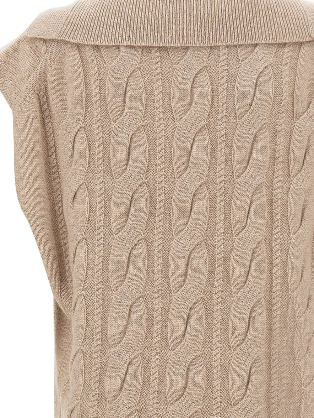 Max Mara Polo-collar Cable-knit Vest In Brown