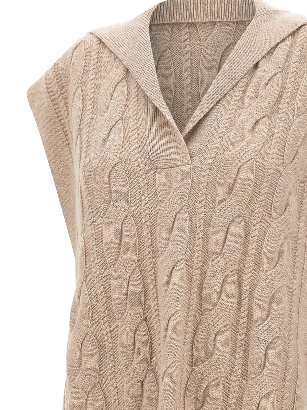 Max Mara Polo-collar Cable-knit Vest In Brown