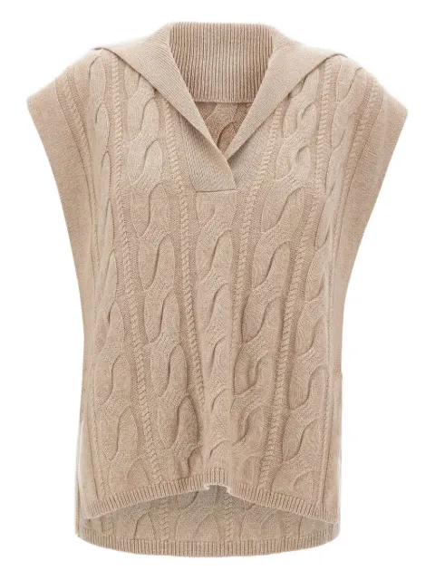 Max Mara polo-collar cable-knit vest
