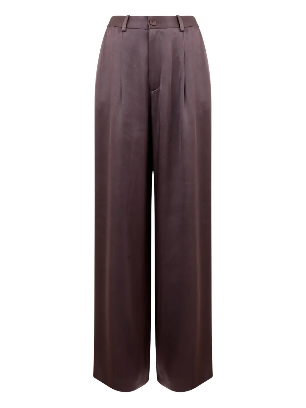 LAPOINTE front-pleat satin-effect trousers | Brown | Image 1