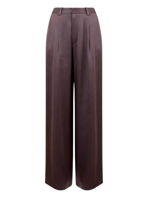 LAPOINTE front-pleat satin-effect trousers
