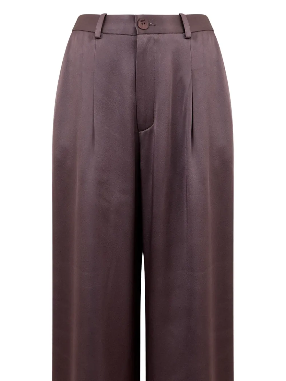 Lapointe Front-pleat Satin-effect Trousers In Brown