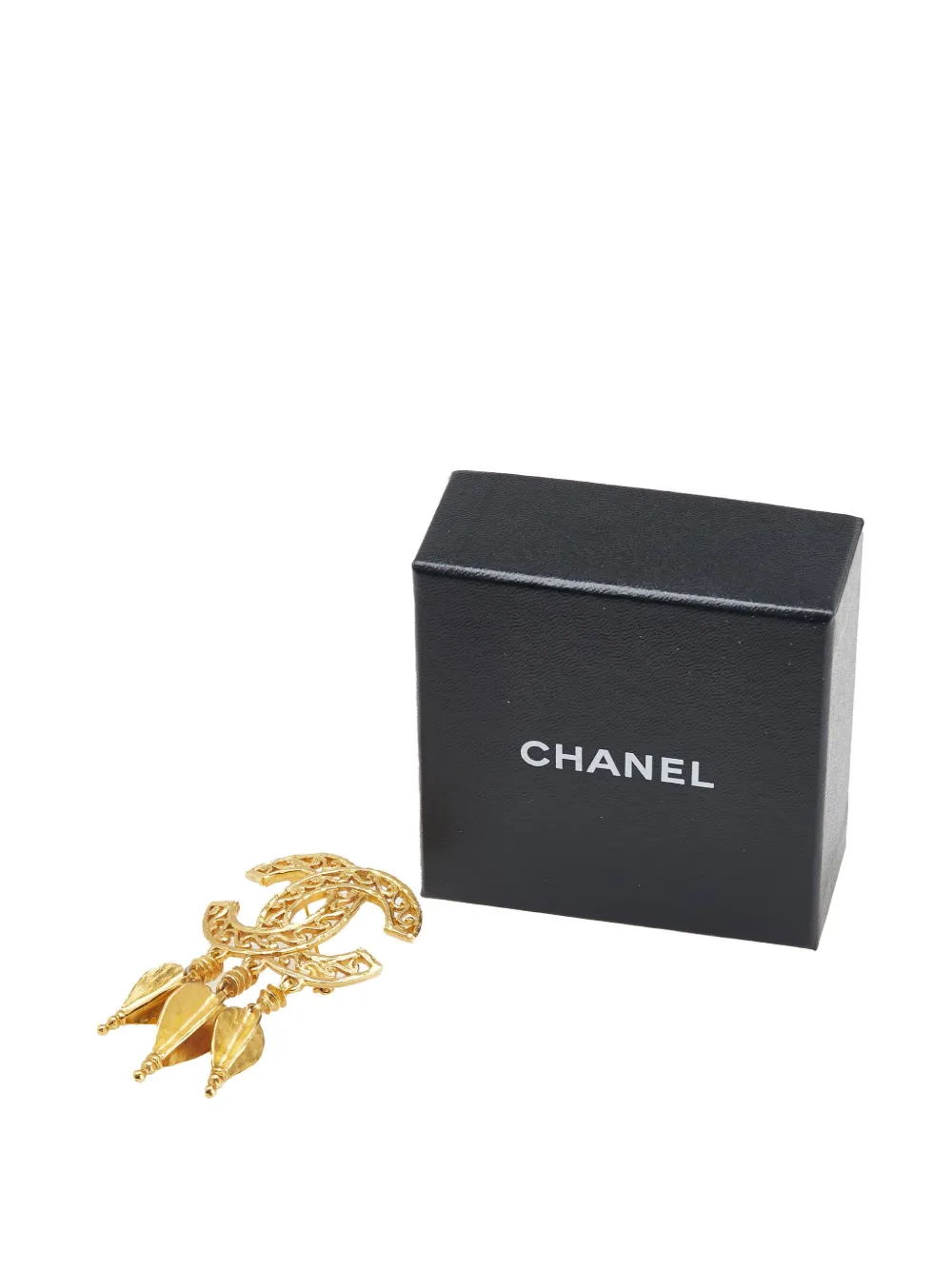 Pre-owned Chanel 1995 Cc Gold Plated Fretwork Fringe Brooch Costume Brooch