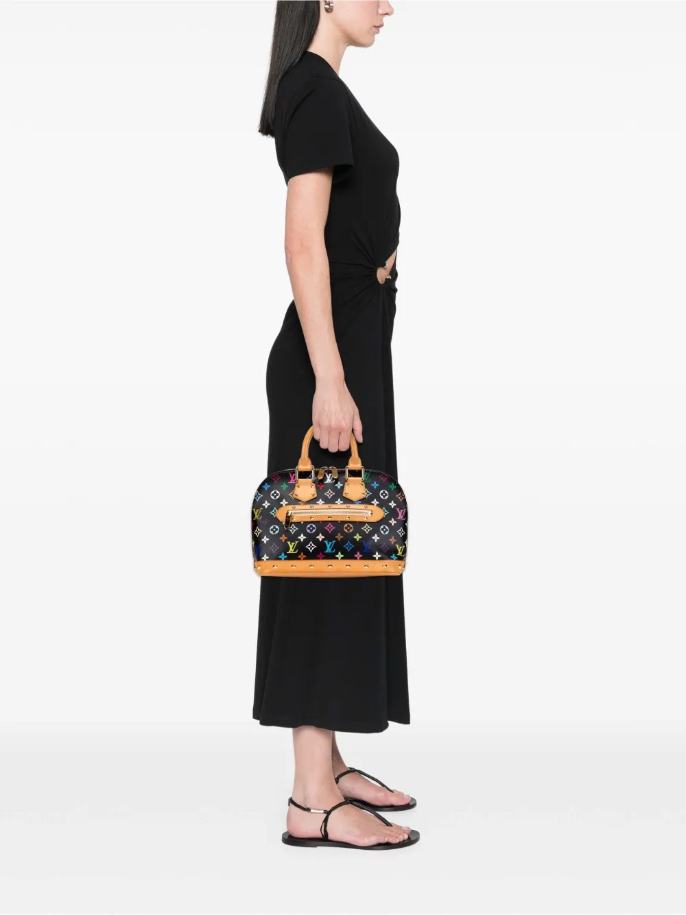 Pre-owned Louis Vuitton 2003 Monogram Multicolore Alma Pm Handbag In Black