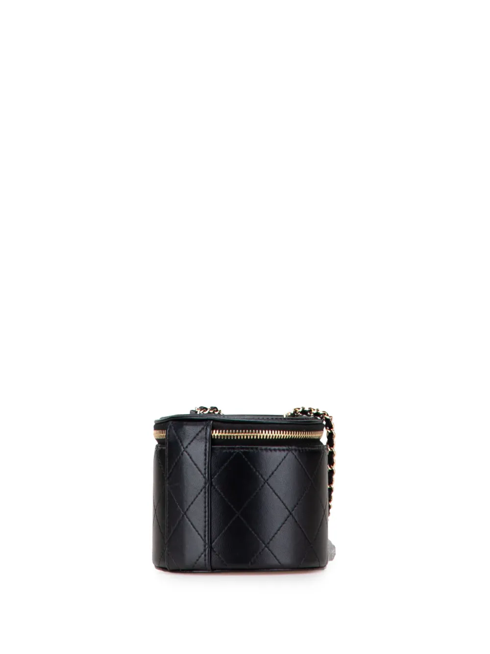 Pre-owned Chanel 2020 Quilted Lambskin Chain And Charm Case Vanity Bag In Black