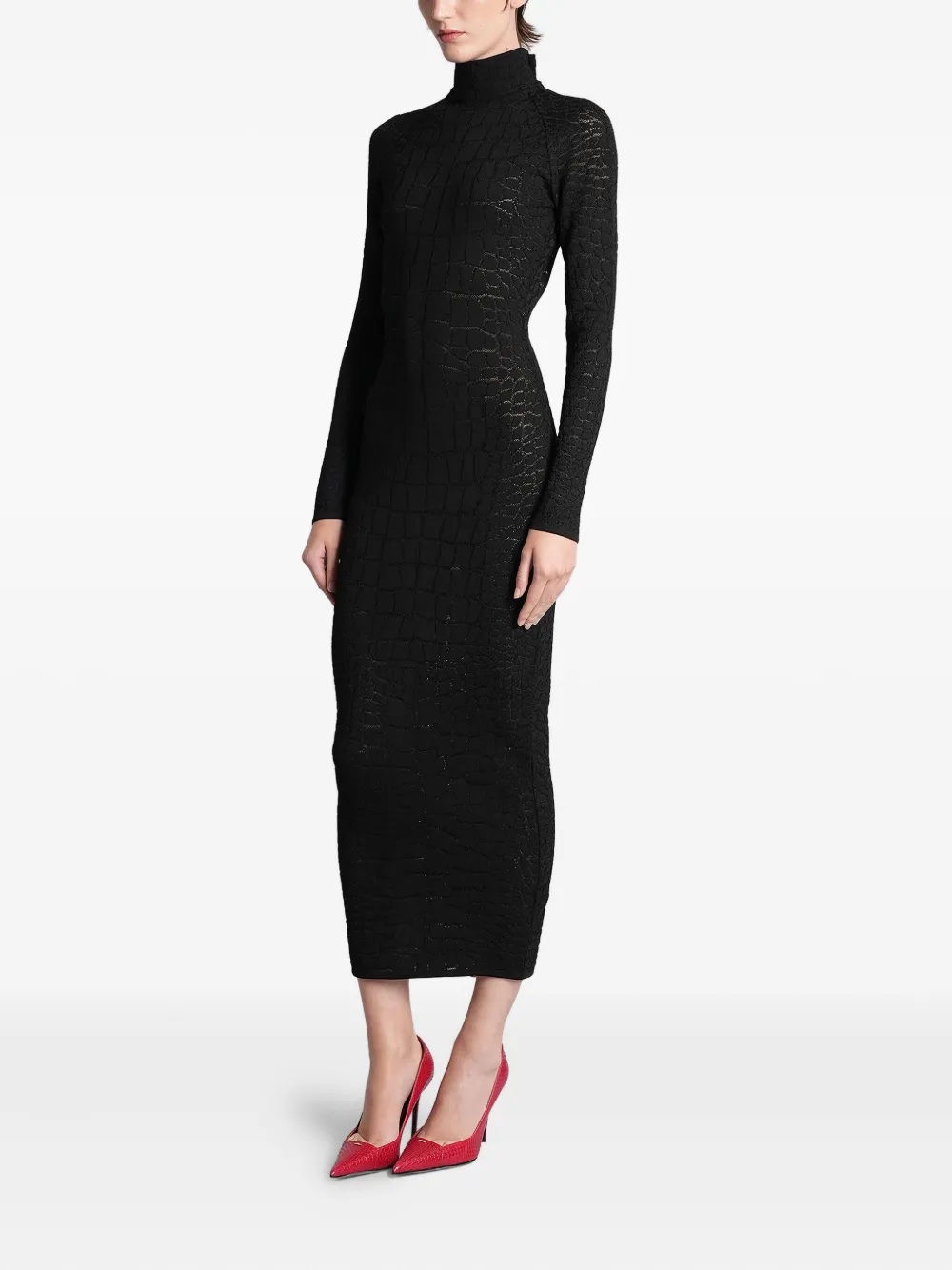Balmain Midi-jurk met open rug Zwart