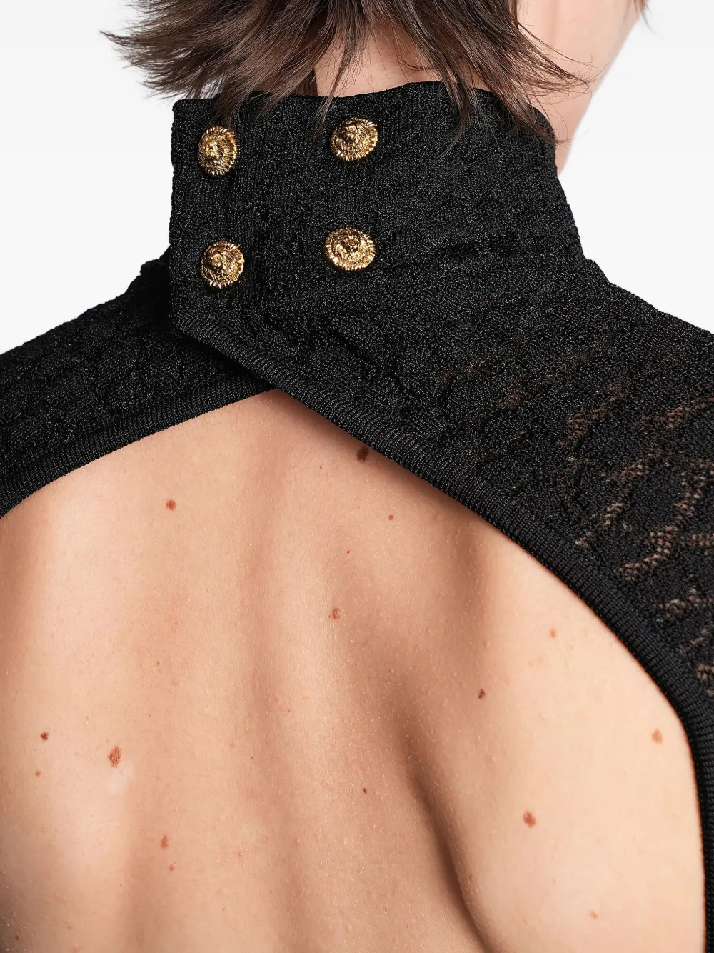 Balmain Midi-jurk met open rug Zwart