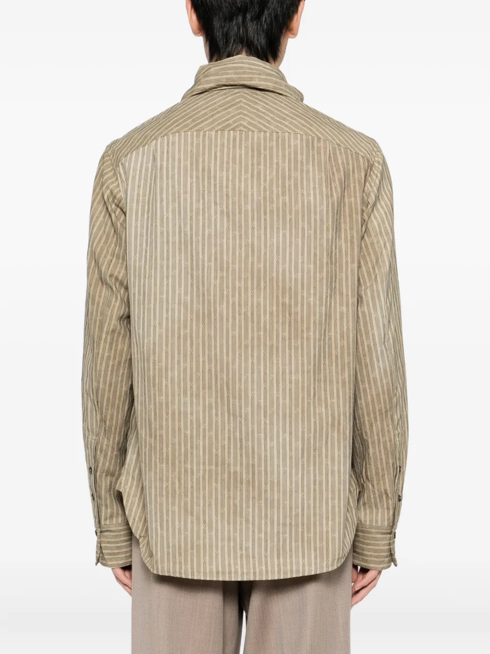 Ziggy Chen Gestreept overhemd Beige