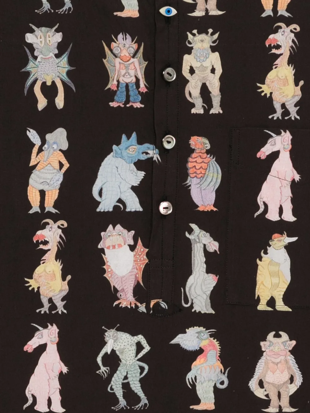 Undercover Overhemd met monsterprint Bruin