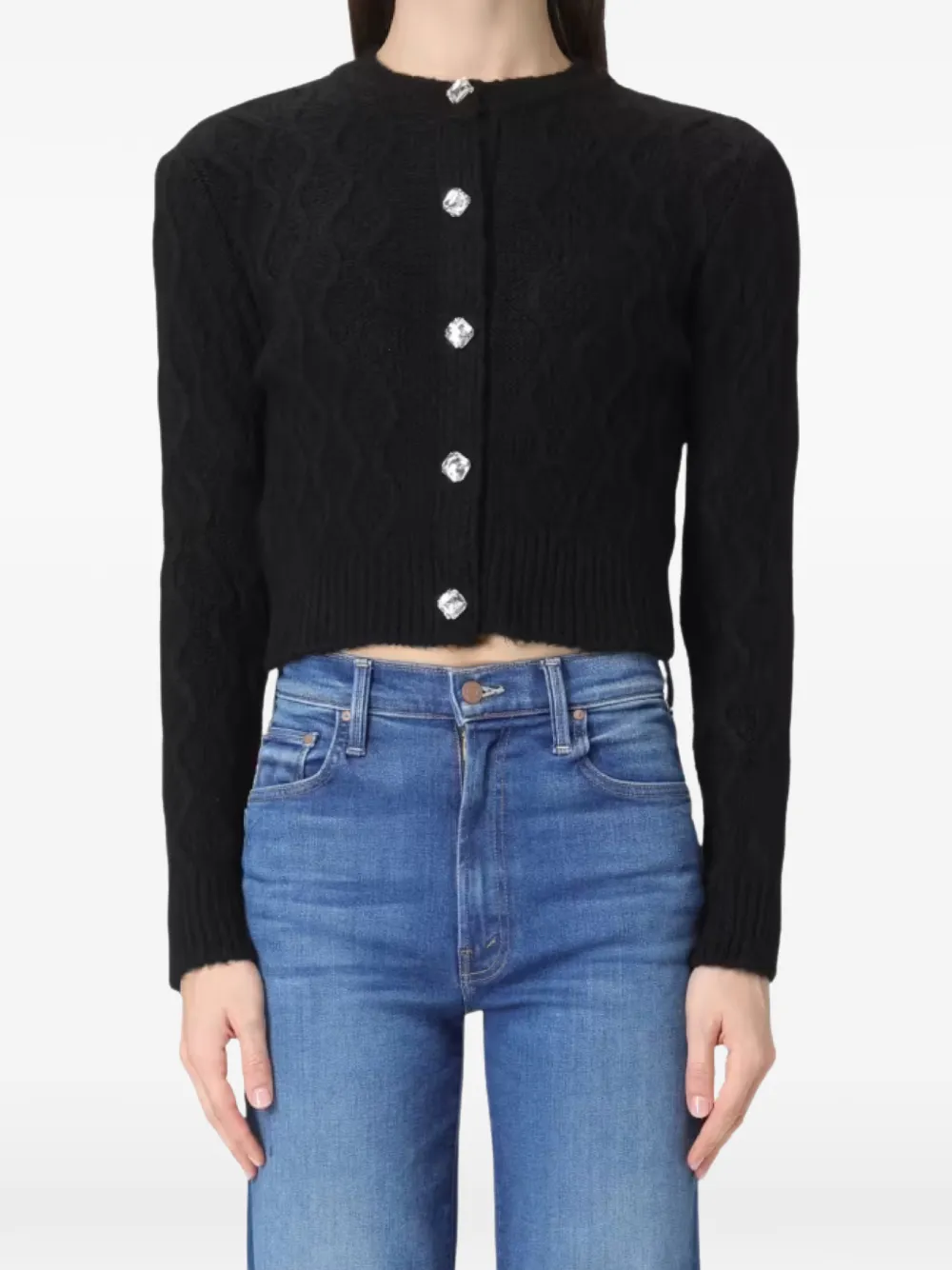 PINKO cable-knit embellished cardigan - Nero