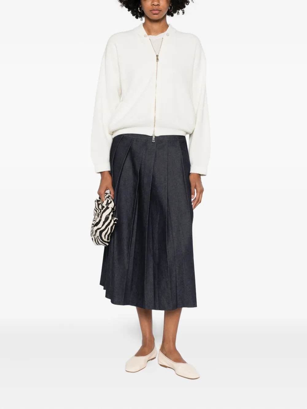 Fabiana Filippi Zip-up Cardigan In White