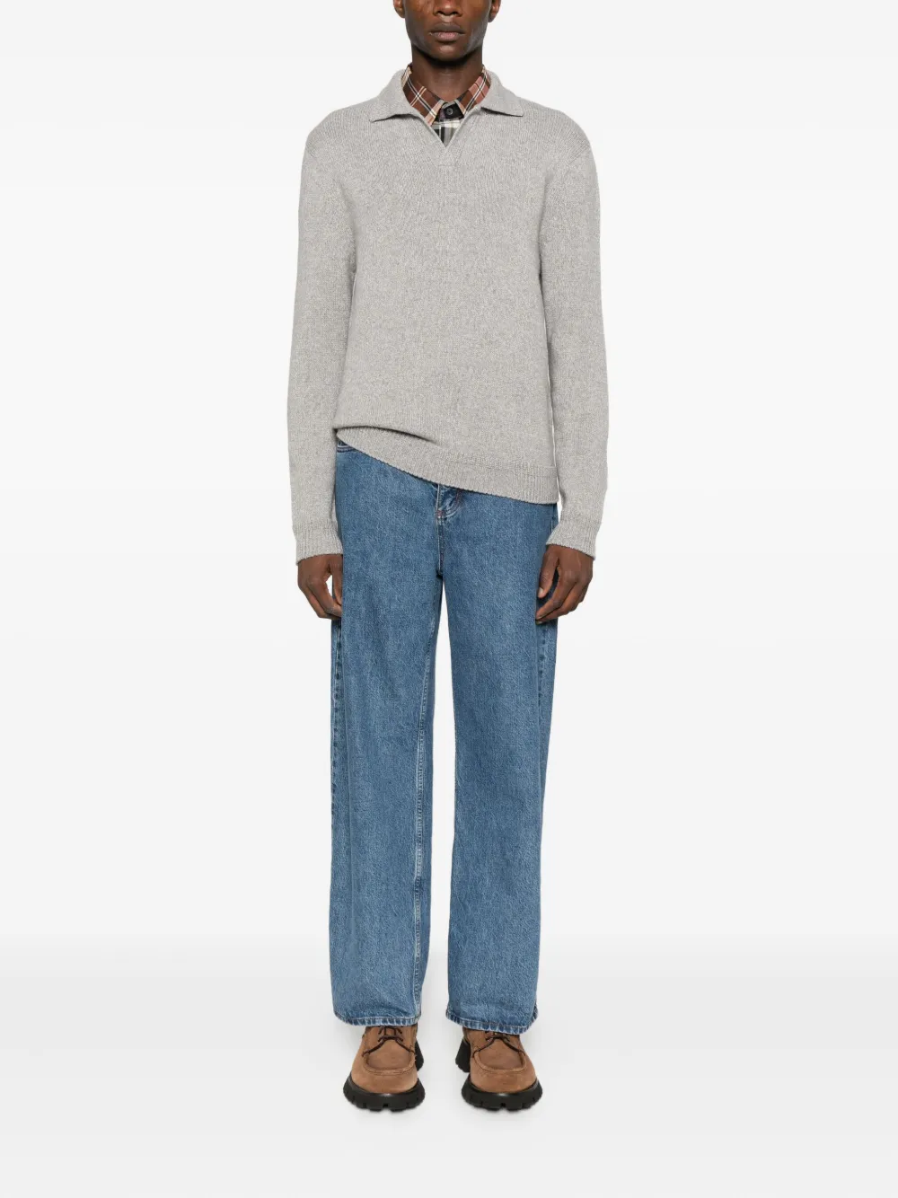 SCAGLIONE long-sleeved polo shirt - Grijs
