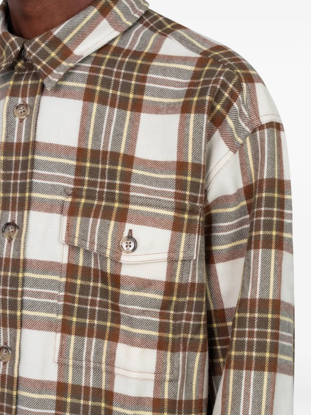 AMI Paris Ami De Coeur geruit overhemd Beige