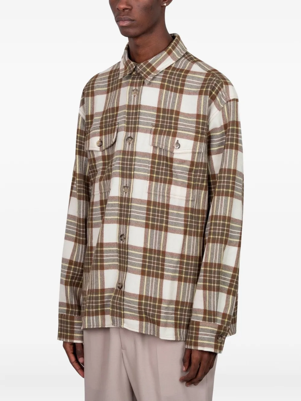 AMI Paris Ami De Coeur geruit overhemd - Beige
