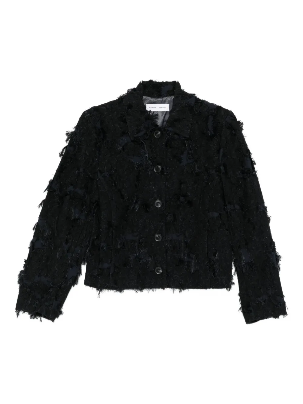 SAMSOE SAMSOE brushed-effect fringed jacket | Black | Image 1