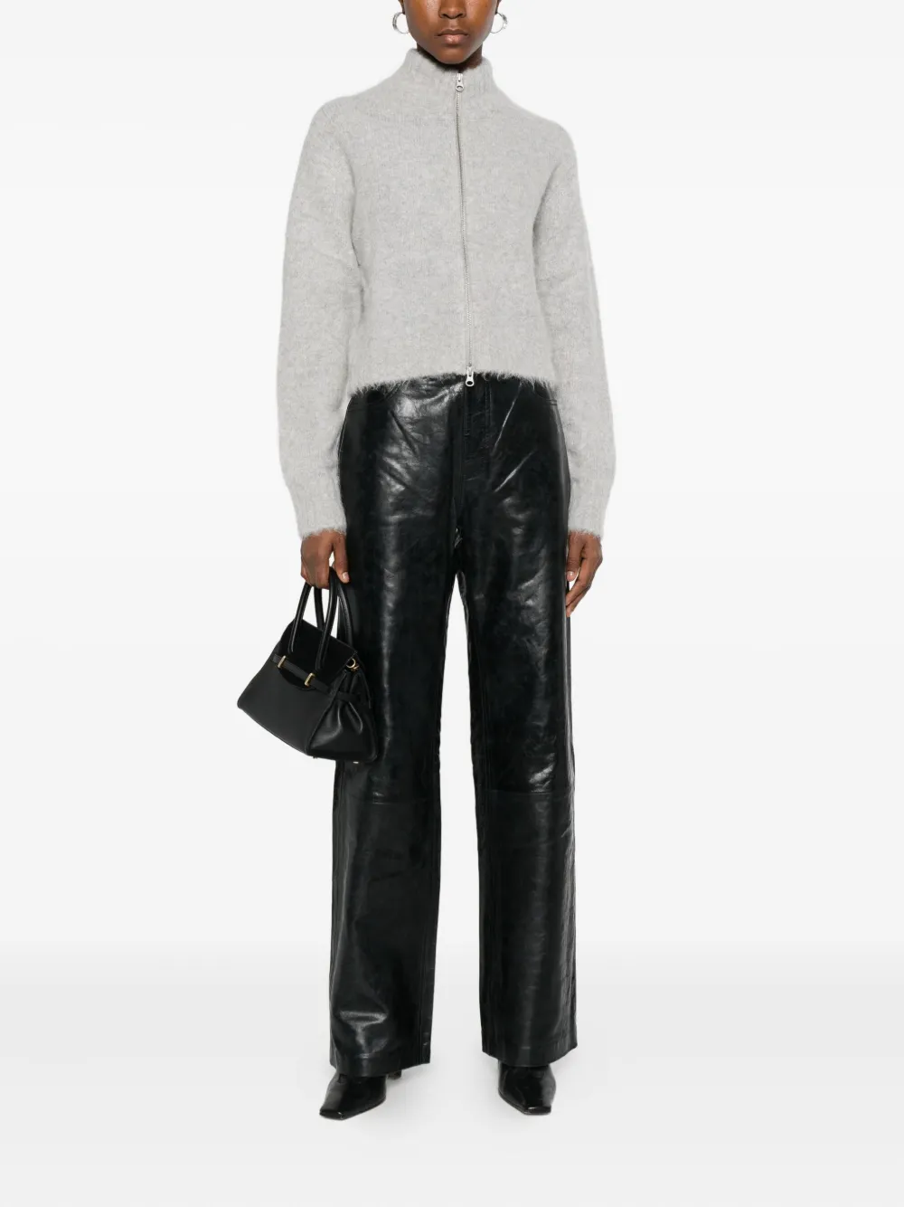 Samsoe & Samsoe High-neck Zip-up Cardigan In Gray
