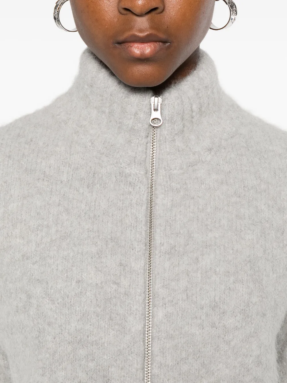 Samsoe & Samsoe High-neck Zip-up Cardigan In Gray