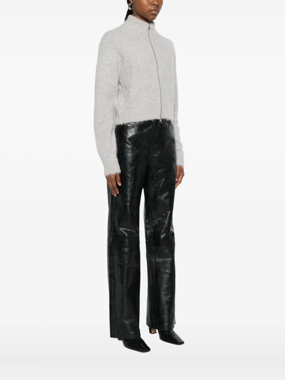 Samsoe & Samsoe High-neck Zip-up Cardigan In Gray
