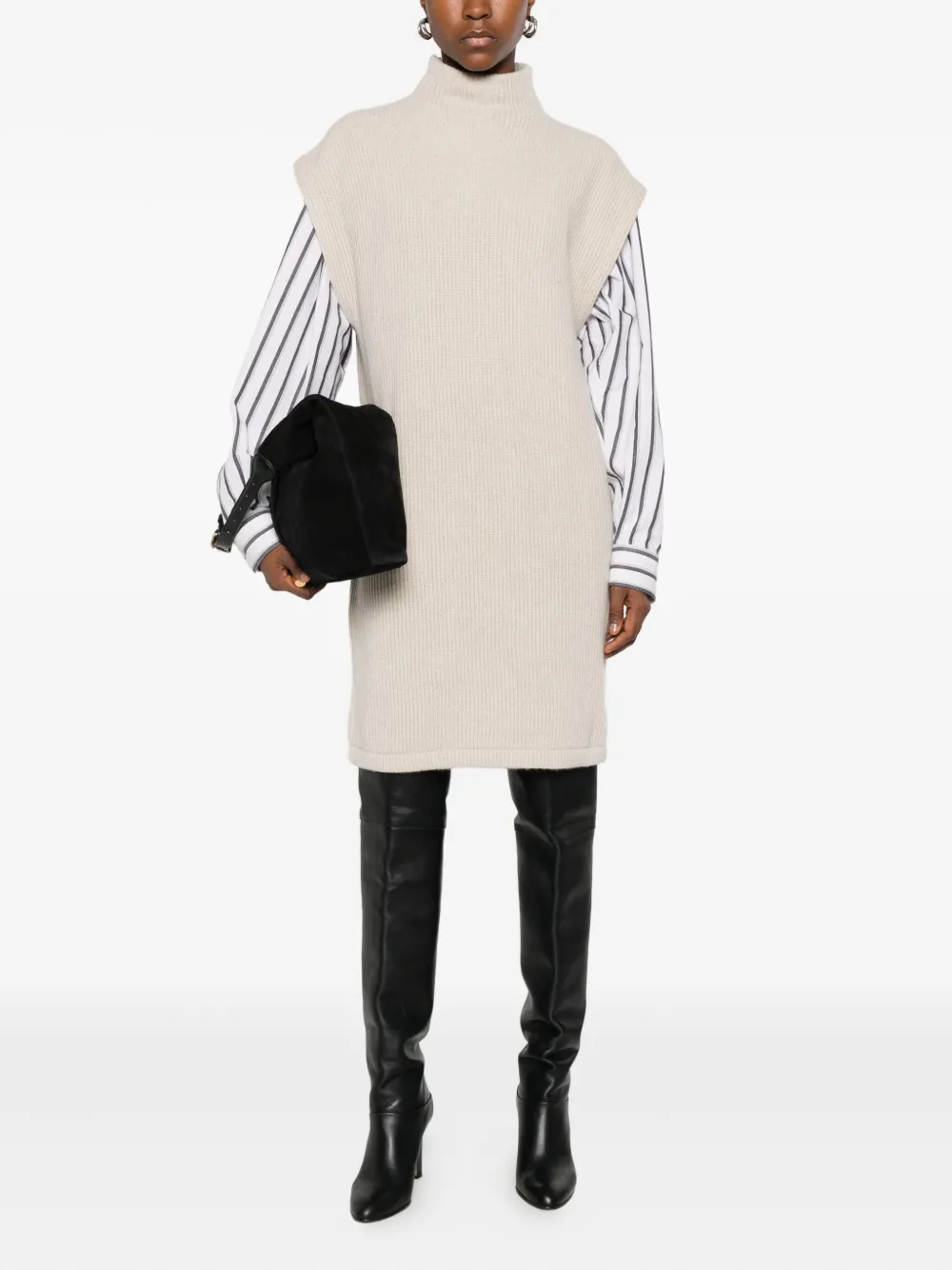 Brunello Cucinelli ribbed high-neck dress - Beige