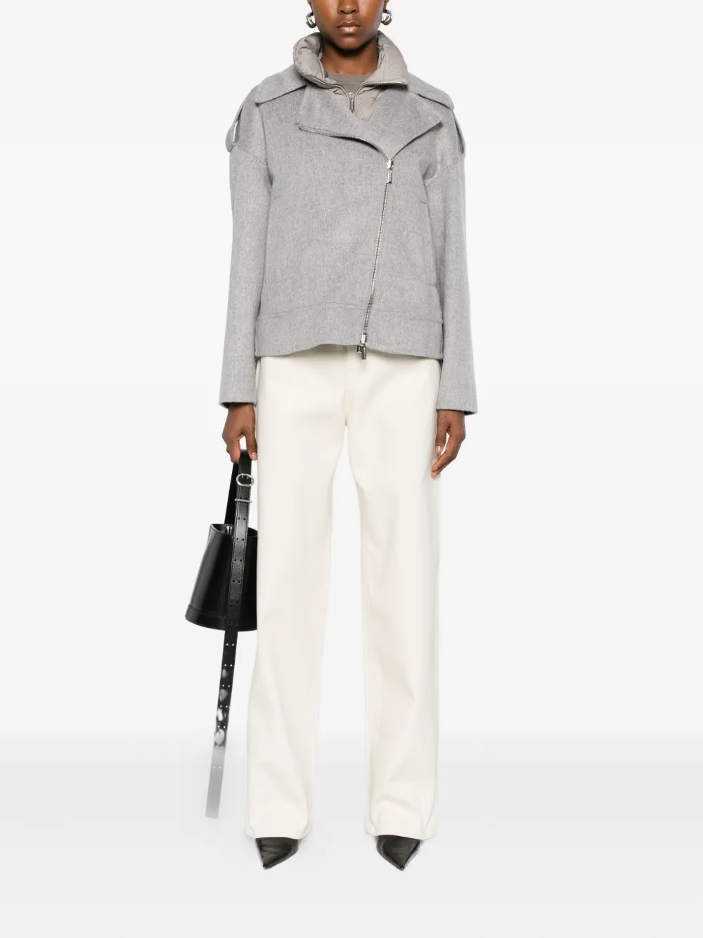 Moorer Zip-up Wool Jacket In Gray
