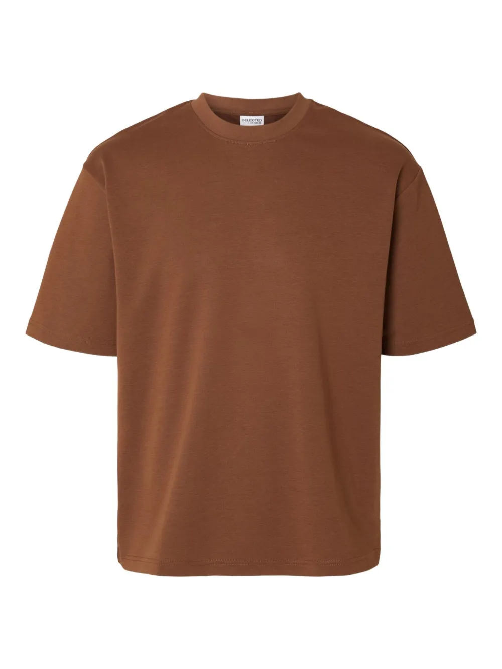 SELECTED T-shirt met ronde hals - Bruin