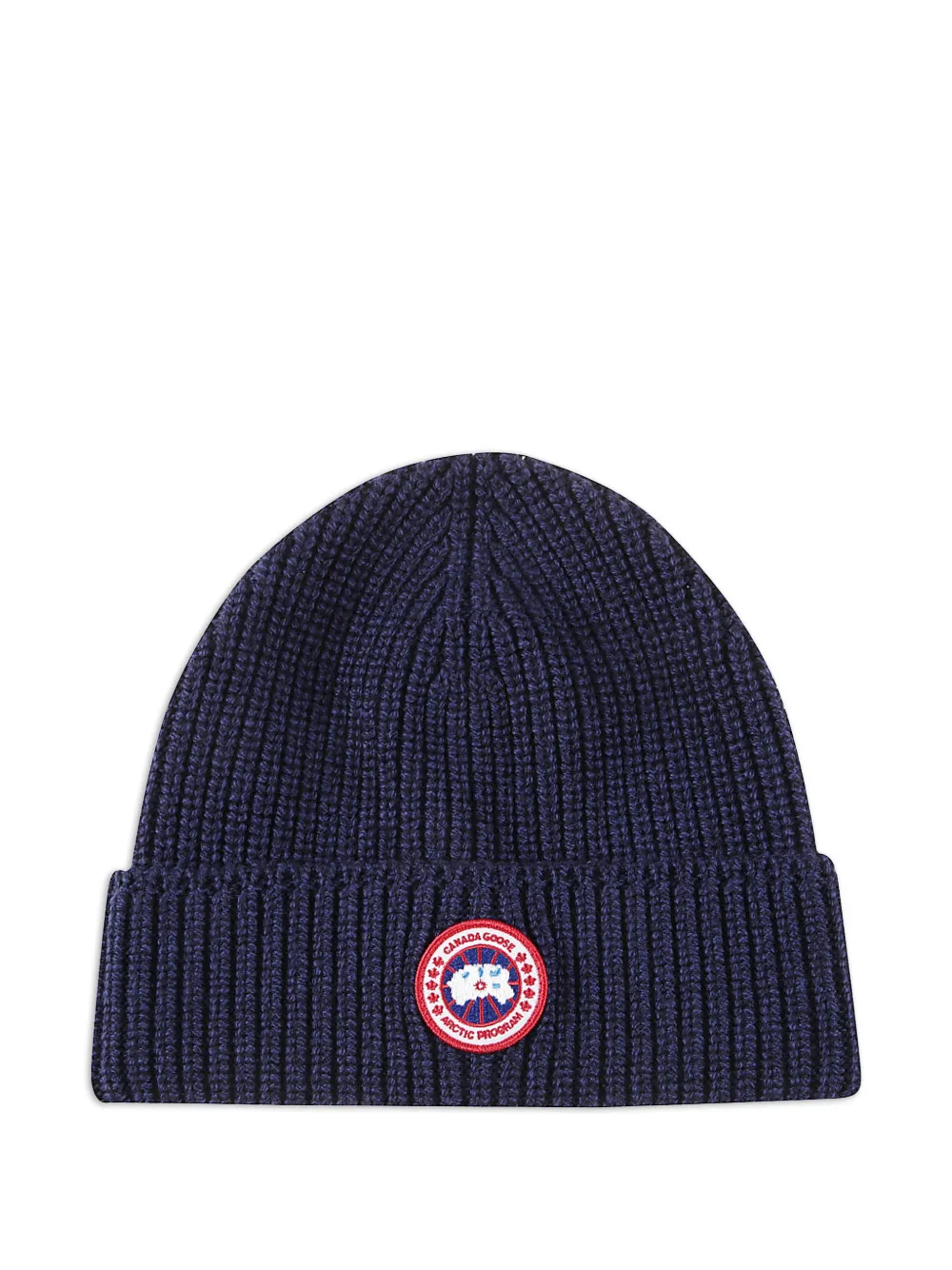 Canada Goose ribbed logo-patch beanie - Blu
