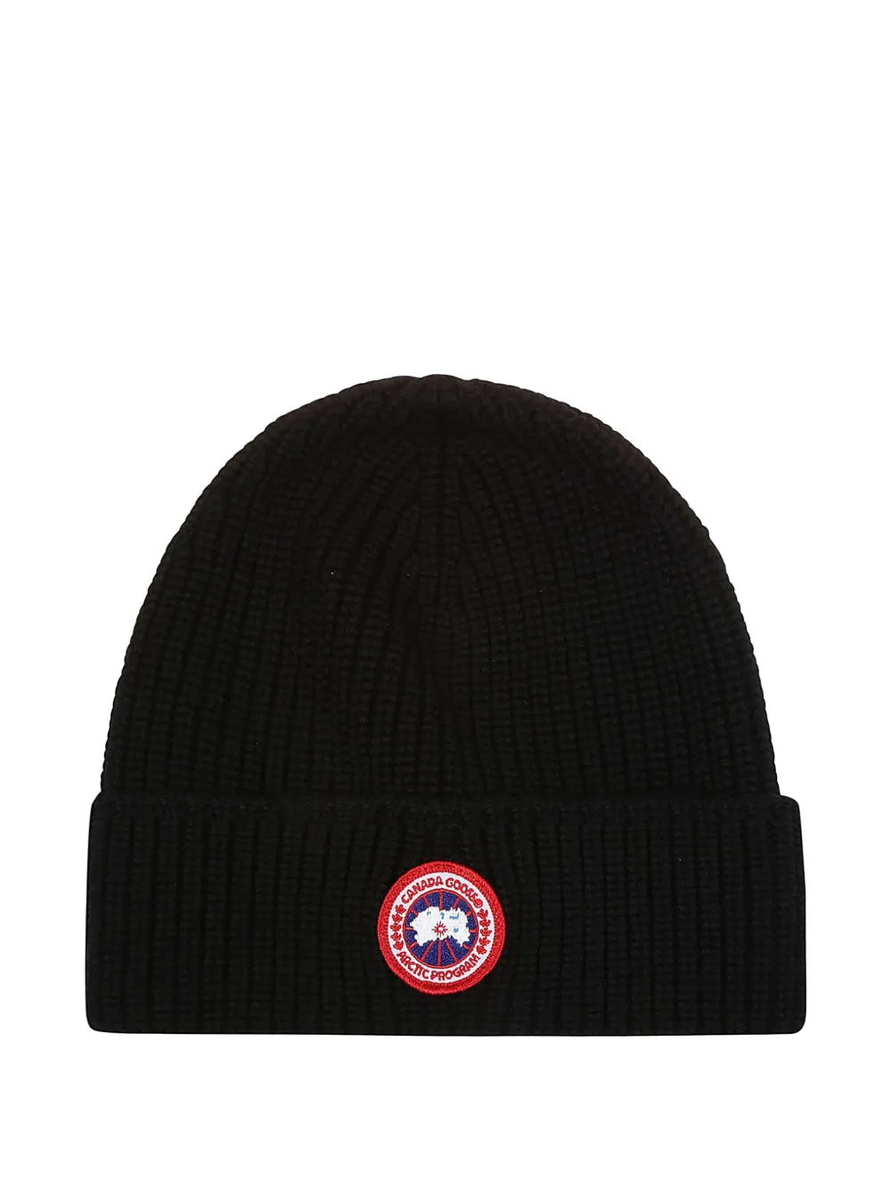 Canada Goose Ribbed Logo-patch Beanie In Black