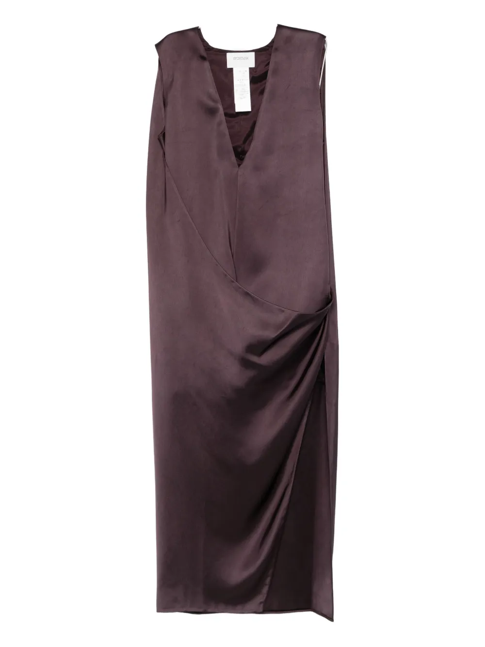Sportmax V-neck Draped Maxi Dress In Brown