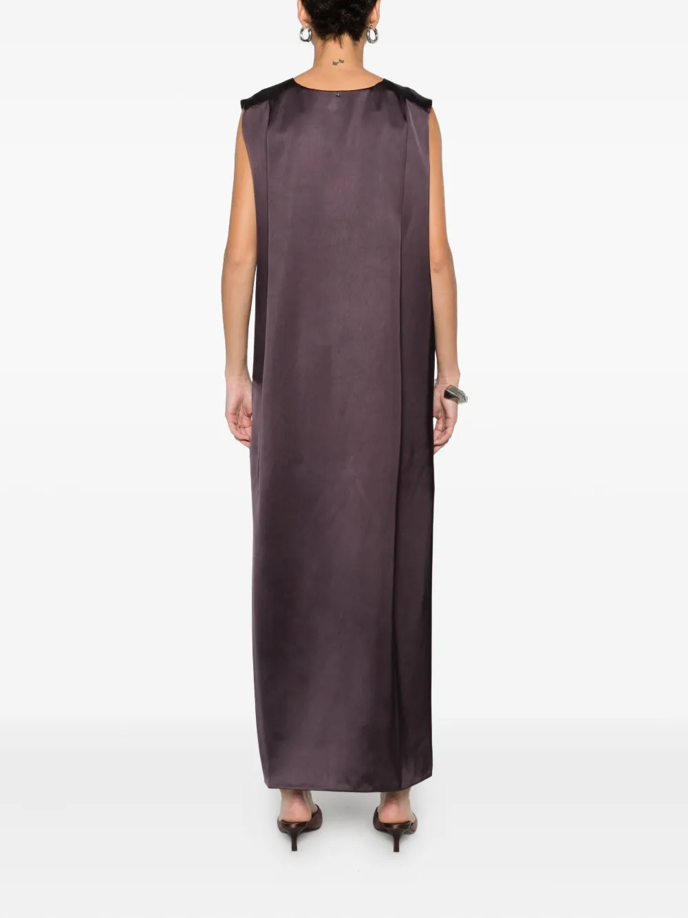 Sportmax V-neck Draped Maxi Dress In Burgundy