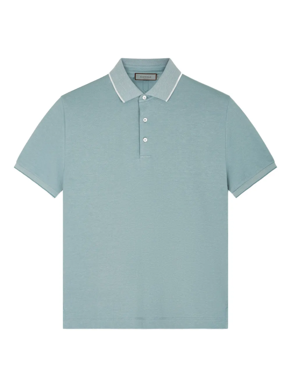Canali contrast-trim piqué polo shirt | Blue | Image 1