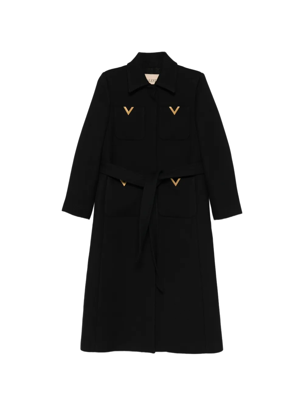 Valentino Garavani logo-detail single-breasted coat - Nero