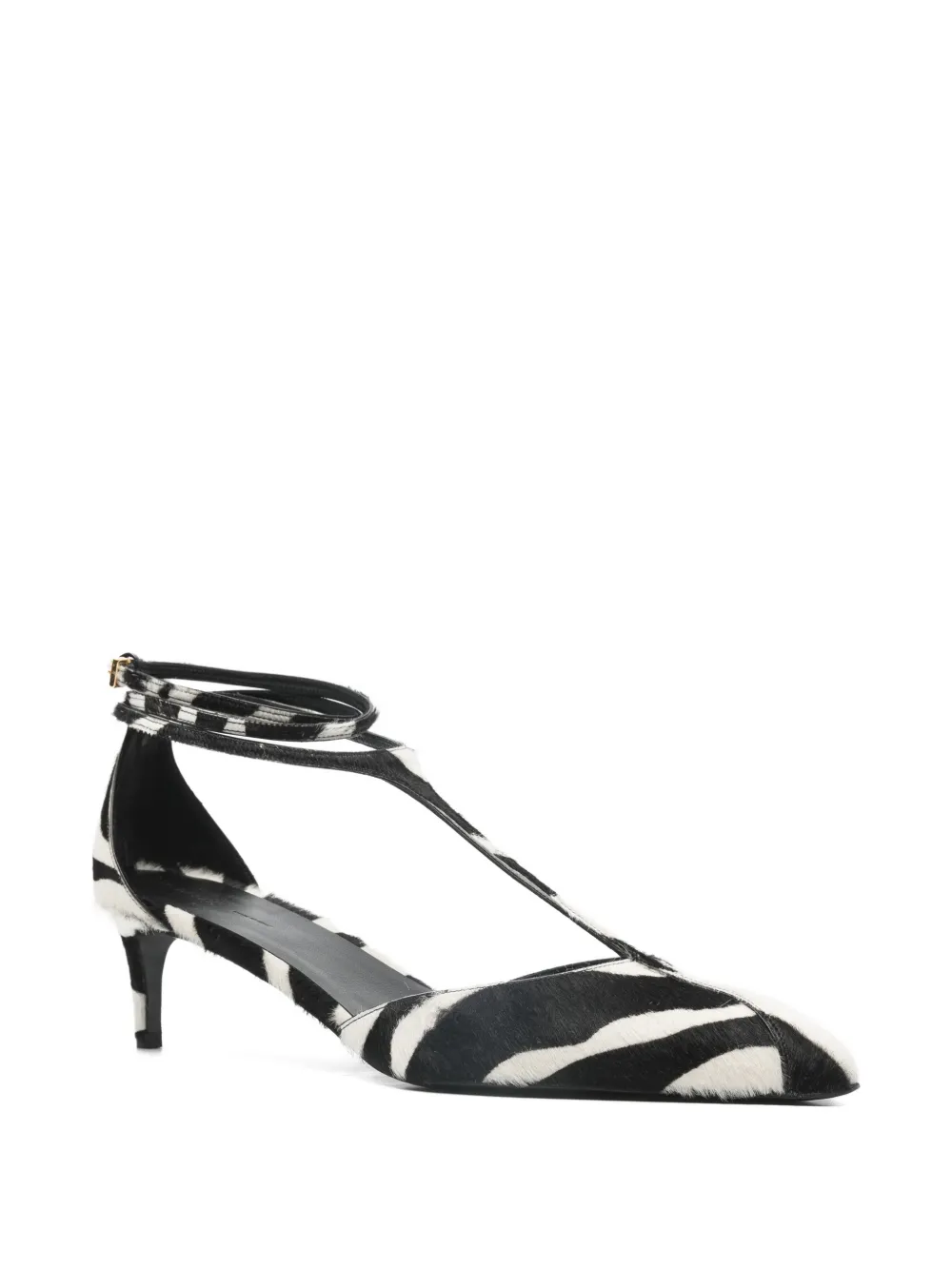 KHAITE Mia zebra print t-strap pumps Wit