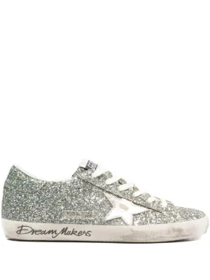 Golden Goose Glittered high-top Sneakers | Silver | FARFETCH