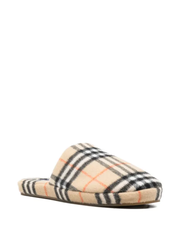 Burberry check-pattern Slippers | Neutrals | FARFETCH display picture 2