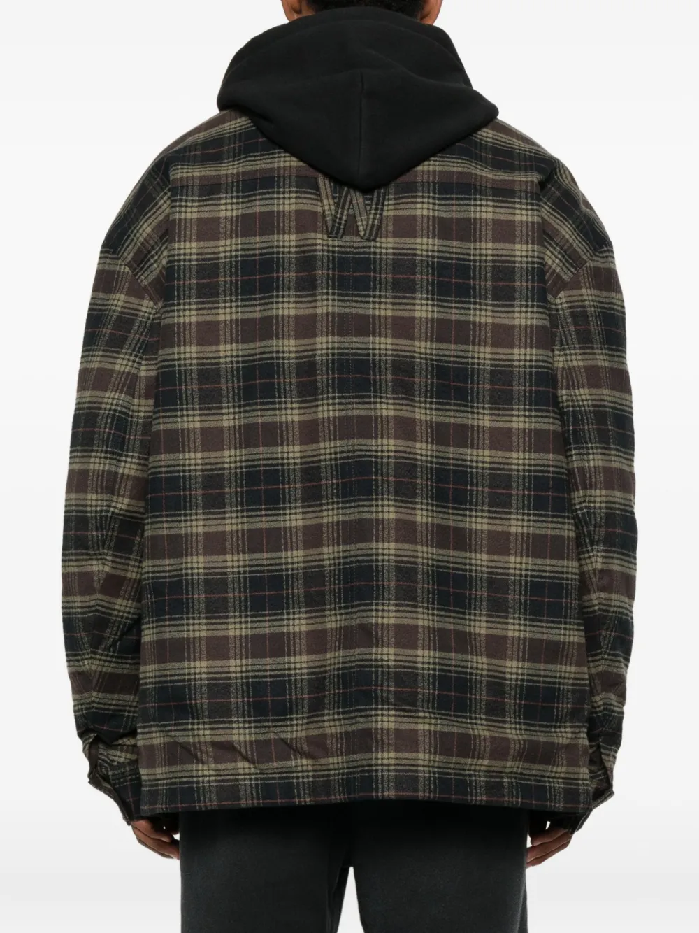 Willy Chavarria Ganadero Oversized Layered Checked Cotton-flannel And Jersey Hooded Overshirt In Green