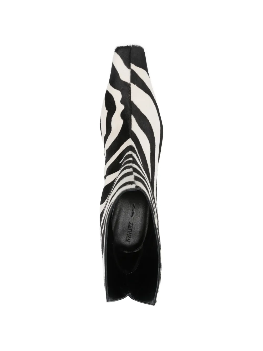 KHAITE Ona enkellaarzen met zebraprint Wit