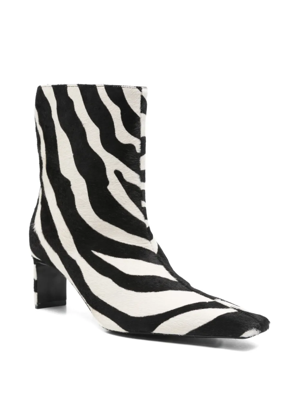KHAITE Ona enkellaarzen met zebraprint Wit