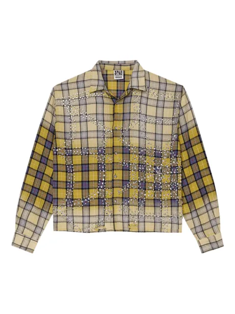 Vale  Lemonhead flannel rhinestone-embellished shirt