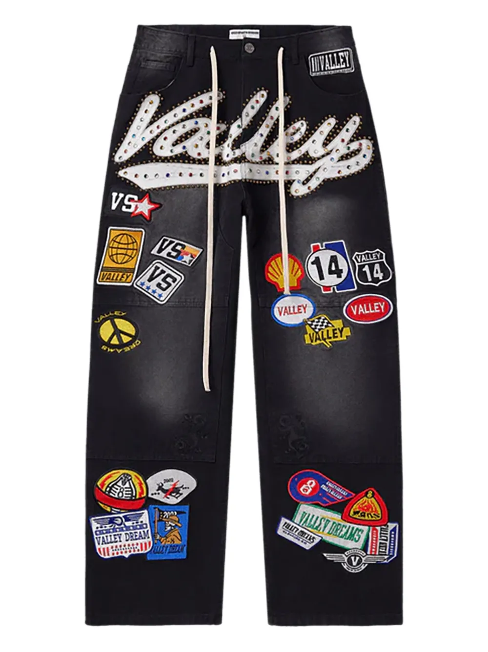 Vale 1980s Painters embellished denim shorts | Black | Image 1