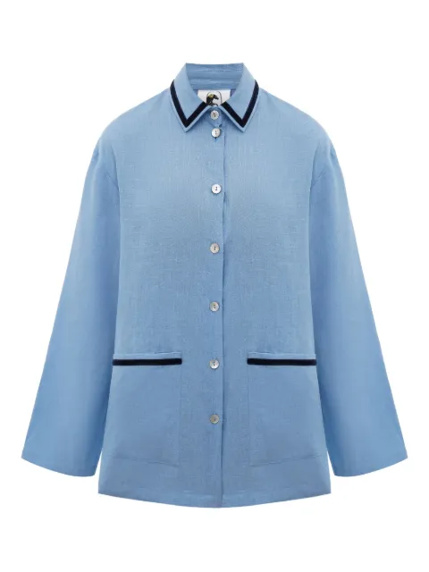 Sleeper Paros Linen Unisex Pajama Shirt in Blue