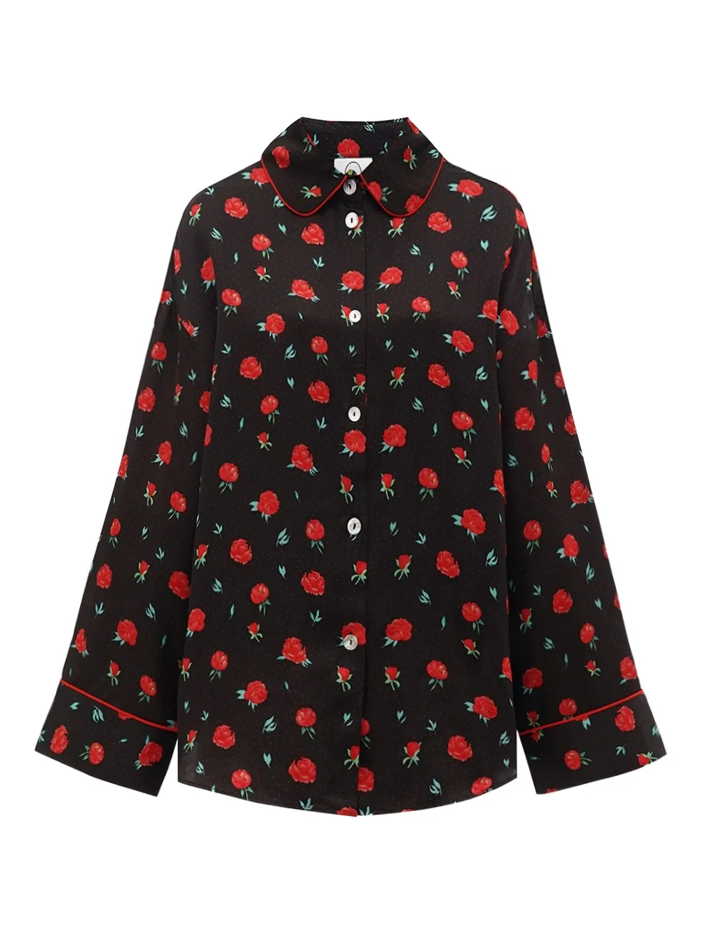 Sleeper Pastelle Oversized Shirt In Poppies Print In Black